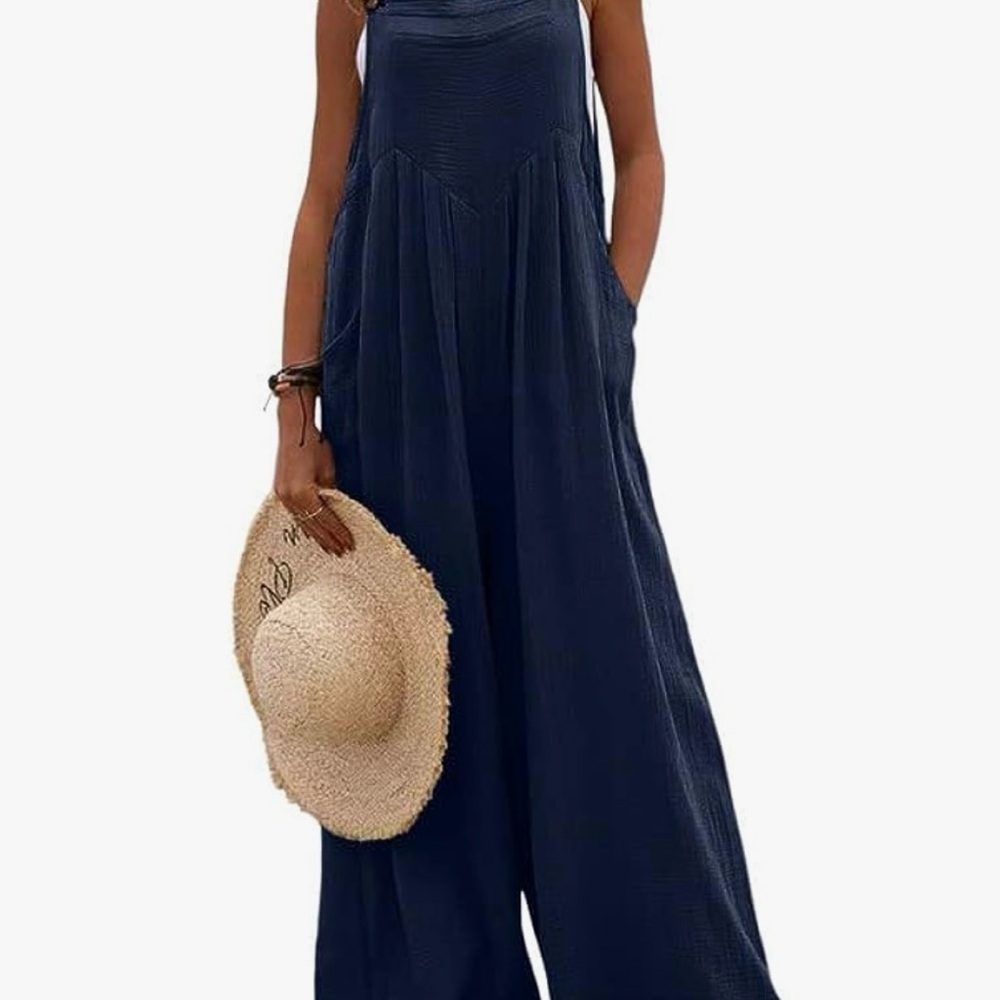 Blue wide leg romper/jumpsuit never worn